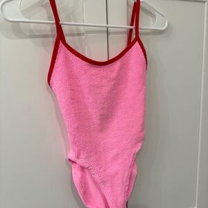 Hunza G Pink and Red One Piece Swimsuit NEVER WORN !!!!